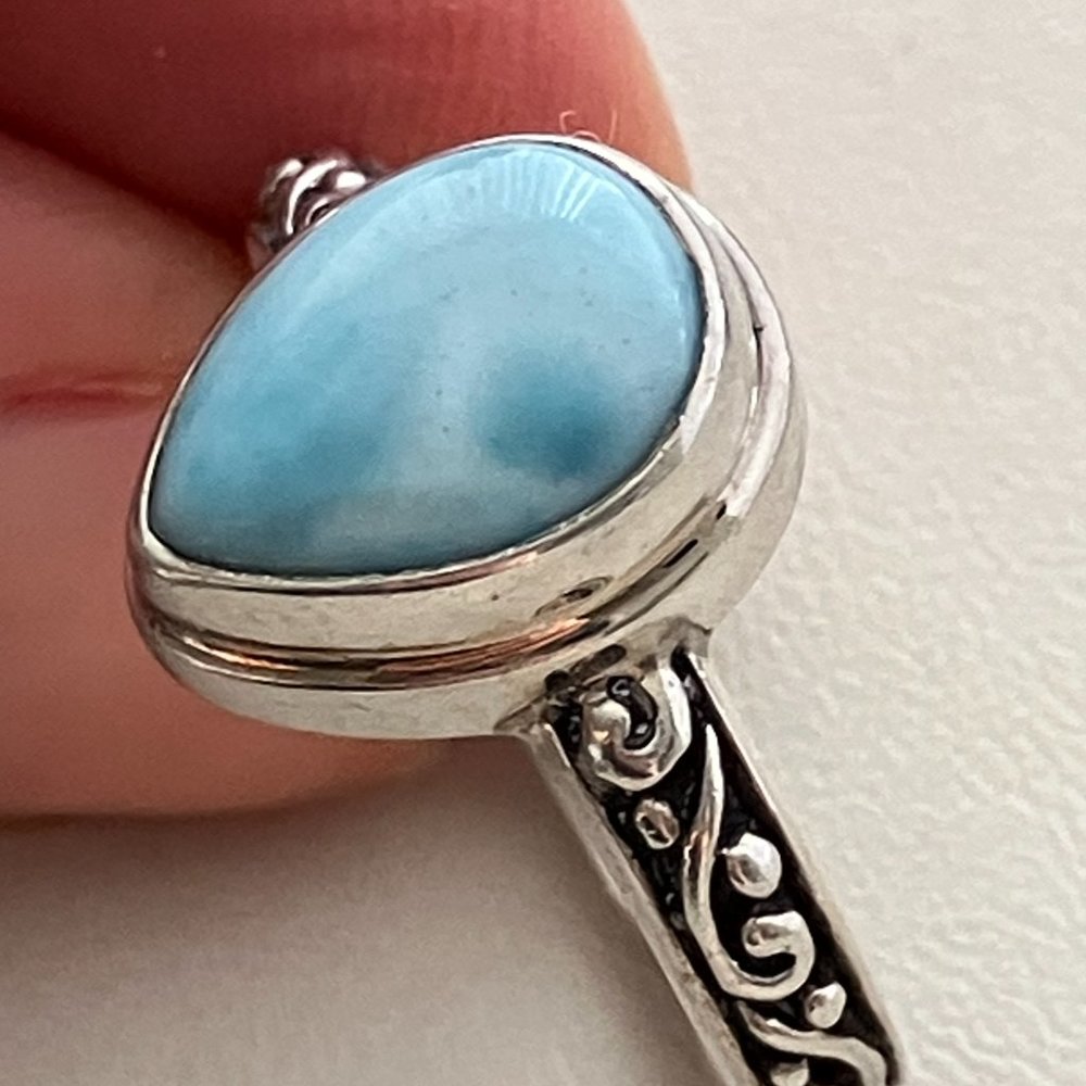 Larimar  925 Sterling Silver ring Size 8.5